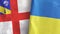 Ukraine and Herm two flags textile cloth 3D rendering