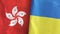 Ukraine and Hong Kong two flags textile cloth 3D rendering