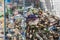 Ukraine, Iron Port - August 25, 2020: Garbage and waste plastic and glass bottles of pollution are stored for recycling and