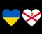 Ukraine And Jersey Flags National Europe Emblem Heart Icons Vector