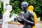 Ukraine. Khmelnytskyi. October 2018. Sculptures by Viktor Sidorenko. The dialogue of representatives of different races.