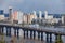 Ukraine, Kiev. Dnieper River and the bridge Paton