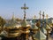 Ukraine. Kiev. Orthodox golden domes with crosses. Pechersk Lavra.