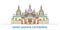 Ukraine, Kiev, Saint Sophia Cathedral line cityscape, flat vector. Travel city landmark, oultine illustration, line