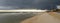 Ukraine, Kirillovka, Kosa Peresyp, July 25, 2018. Thunderclouds before the heavy rain on the coast of the Sea of Azov