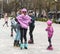 Ukraine. Kyiv. 23.04.2023. children and teenagers playing roller skates