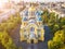 Ukraine Kyiv Kiev beautiful church. St Volodymyr`s Cathedral. Top vie from drone aerial photo. Famouse tourist places