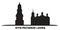 Ukraine, Kyiv, Pechersk Lavra city skyline isolated vector illustration. Ukraine, Kyiv, Pechersk Lavra travel black