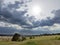 Ukraine landscape with grey dramatic sky