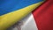 Ukraine and Malta two flags textile cloth, fabric texture