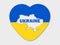 Ukraine map in heart icon abstract patriotic ukrainian flag with love