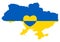 Ukraine map with heart icon. Abstract patriotic ukrainian flag with love symbol. Blue and yellow conceptual idea - with