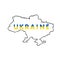 Ukraine map outline with line lettering Ukraine. Vector