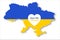 Ukraine Map, Vector Illustration of the Flag Incorporated with PRAY FOR UKRAIN on white heart, Concept Save Ukraine from Russia or