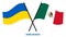 Ukraine and Mexico Flags Crossed And Waving Flat Style. Official Proportion. Correct Colors