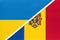 Ukraine and Moldova, symbol of country. Ukrainian vs Moldovan national flags