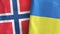 Ukraine and Norway two flags textile cloth 3D rendering