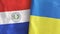 Ukraine and Paraguay two flags textile cloth 3D rendering