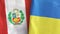 Ukraine and Peru two flags textile cloth 3D rendering