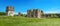 Ukraine, Podgora village, Ternopil region, Terebovlya district. Pidhiryan Monastery, ruins of monastery gate and cell