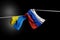 Ukraine Russia 2022. Flag of Ukraine and Russia.