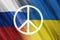 ukraine russia end of the war, peace in the world,the flags of russian and ukrainian negotiation each other for a peace