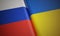 Ukraine and Russia flags. 3D rendered illustration.