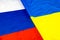 Ukraine and Russia flags. Russian-Ukrainian conflict