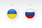 Ukraine and Russia vector flag sign. Isolated Ukrainian Russian circle symbols. Eastern Europe country illustration icon for