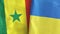 Ukraine and Senegal two flags textile cloth 3D rendering
