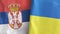 Ukraine and Serbia two flags textile cloth 3D rendering