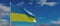 Ukraine sign, symbol. Ukrainian national official flag waving, blue sky. 3d render