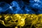 Ukraine smoke flag on a black background