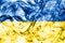 Ukraine smoke flag on a white background