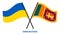 Ukraine and Sri Lanka Flags Crossed And Waving Flat Style. Official Proportion. Correct Colors