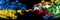 Ukraine, Ukrainian vs Comoros, Comorian smoky mystic flags placed side by side. Thick colored silky abstract smokes flags