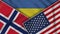 Ukraine United States of America Norway Flags Together Fabric Texture Illustration