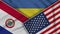 Ukraine United States of America Paraguay Flags Together Fabric Texture Illustration