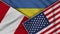 Ukraine United States of America Peru Flags Together Fabric Texture Illustration