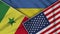 Ukraine United States of America Senegal Flags Together Fabric Texture Illustration