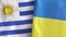 Ukraine and Uruguay two flags textile cloth 3D rendering