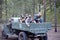 Ukraine, Voronezh - September 2, 2018: Reconstruction of the Second World War, german soldiers riding in the car