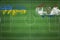 Ukraine vs Paraguay Soccer Match, national colors, national flags, soccer field, football game, Copy space