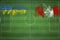 Ukraine vs Peru Soccer Match, national colors, national flags, soccer field, football game, Copy space