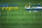 Ukraine vs Uruguay Soccer Match, national colors, national flags, soccer field, football game, Copy space
