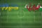 Ukraine vs Wales Soccer Match, national colors, national flags, soccer field, football game, Copy space