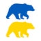 Ukrainian bear with Ukraine flag colors on the white background. Isolated illustration