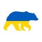 Ukrainian bear with Ukraine flag colors on the white background. Isolated illustration