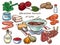 Ukrainian borsch of Lviv vector set ingredients