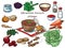 Ukrainian borsch of Volyn vector set ingredients